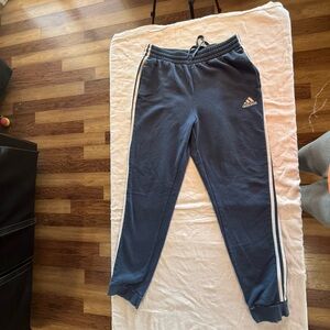 Adidas Men's Navy Sweatpants with White Stripes